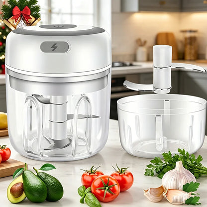 250ml Mini Electric Garlic Chopper Cordless Food Processor Meat Grinder Onion Veggie Dicer Baby Food Maker Kitchen Gadget Christmas Mom Gift