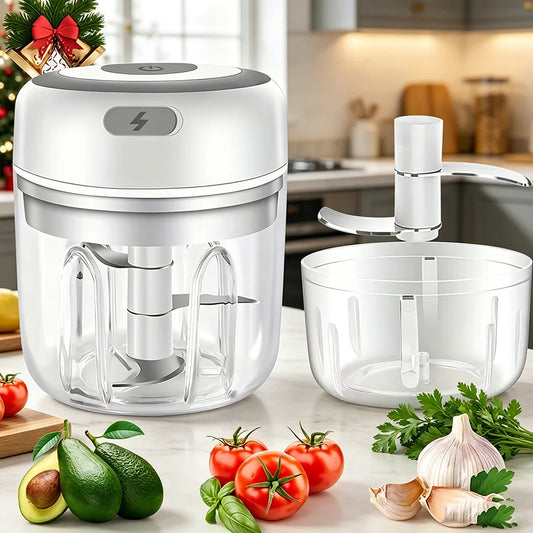 250ml Mini Electric Garlic Chopper Cordless Food Processor Meat Grinder Onion Veggie Dicer Baby Food Maker Kitchen Gadget Christmas Mom Gift