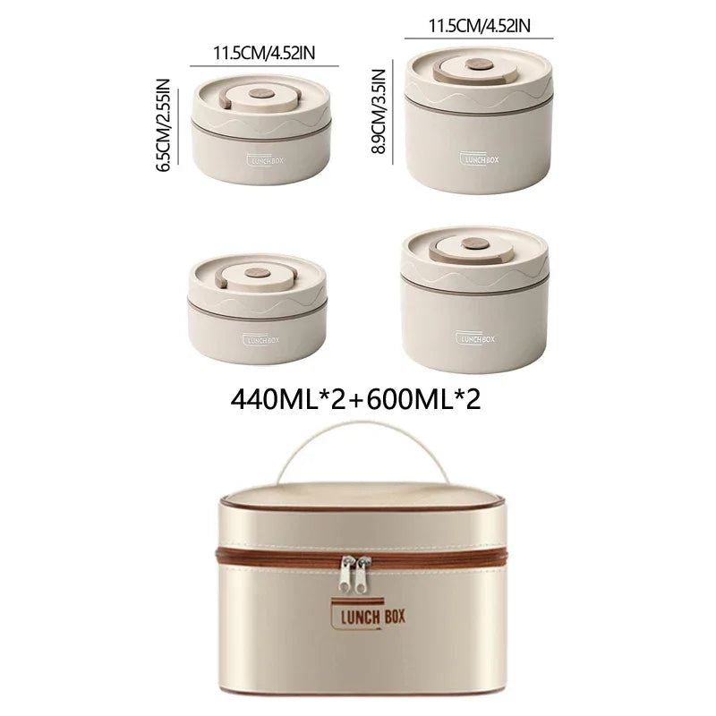 304 Stainless Steel Insulated Double-Layer Lunch Box with Bag