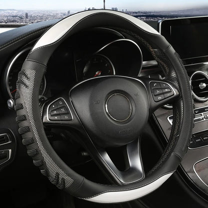 Three-dimensional Honeycomb Steering Wheel Cover  Durable Leather Cover with Anti-slip Linning Universal 14.5-15in