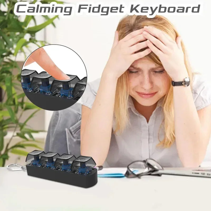 4Keys Finger Button Anti-stress Toys Mechanical Keyboard Keycaps Office Decompression Calming Keychain Gifts for Children Adults - Urbizia
