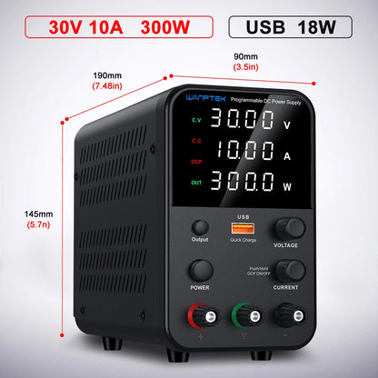 Wanptek Laboratory DC Power Supply 30V 10A 60V 5A 120V 3A with USB Fast Charging Adjustable Voltage Current Lab Power Supply