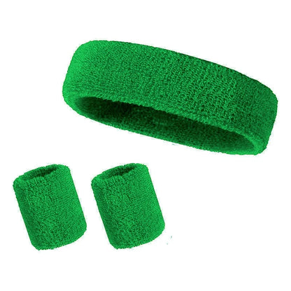 New Hot Athletic Sweatband Hairband Headband Wristband Set in 3-Pack Cotton Head Sweat Bands for Running, Cycling, Yoga, Spa