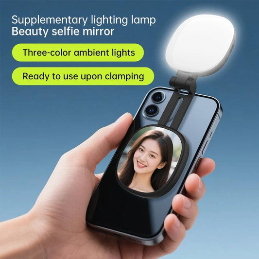 Magnetic Multi-functional Mobile phone Selfie mirror Mini Fill light dual-colour adjustable reversible fill light bracket