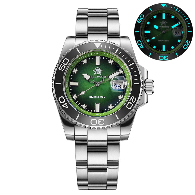 ADDIESDIVE Top Brand NEW Diver Watch For Men Waterproof Luminous Quartz Wristwatch Green/Red/Orange Dial Stainless Steel Watches