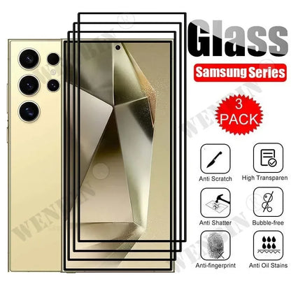 3 Pcs Tempered Glass For Samsung Galaxy S26 S25 S24 S23 S22 Ultra Plus FE A57 A56 A36 A17 Screen Protector Full Protective Glass