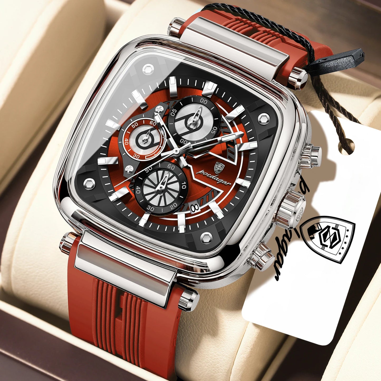 POEDAGAR Luxury Watch For Men Calendar Luminous Waterproof Man Clock Male Chronograph Silicone Sports Men's Quartz Watches Reloj