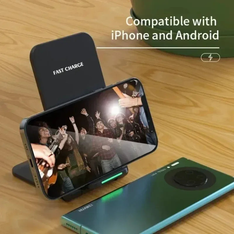 Fast Wireless Charger Stand Pad for iPhone 17 16 15 14 13 Pro Samsung Xiaomi Phone Chargers Induction Fast Charging Dock Station - Urbizia