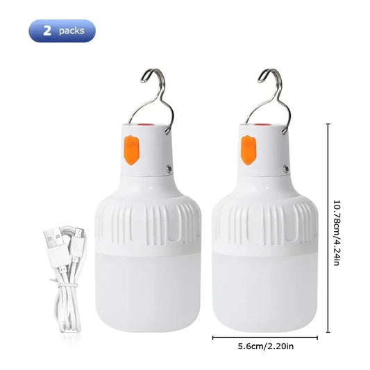 2pcs Rechargeable LED Indoor Outdoor Emergency Hookup Portable Lights with Battery Flashing Lights Barbecue Tent Camping Lights - Urbizia