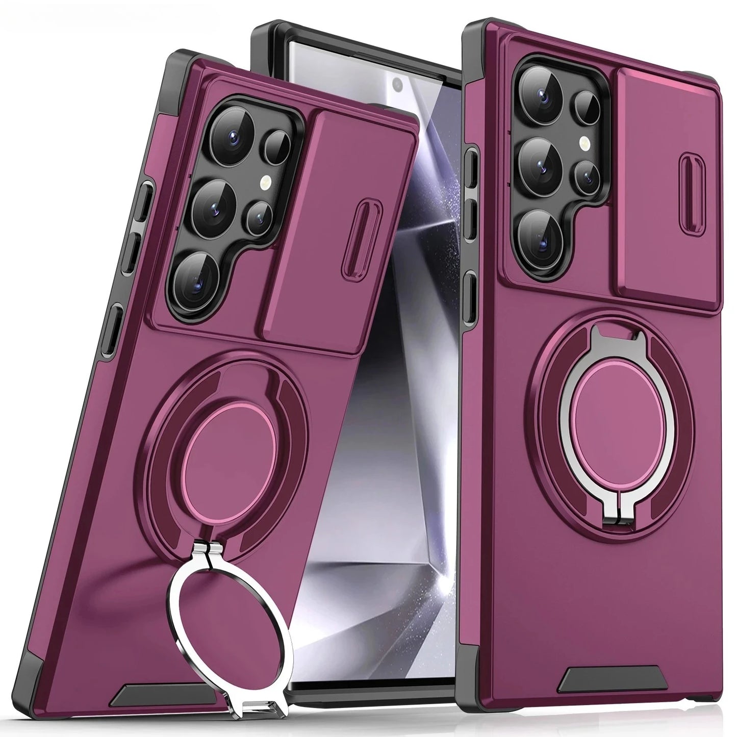 Armor Case for Samsung Galaxy S26 S25 S24 S23 Ultra Plus S25FE S24FE Magnetic Holder Slide Camera Protect Shockproof Back Cover