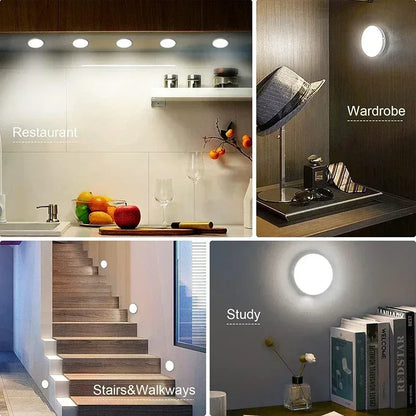 2~6 Pack Motion Sensor LED Night Light USB Rechargeable 3 Color Night Lamp Cabinet Wardrobe Lamp Staircase Wireless Closet Light - Urbizia
