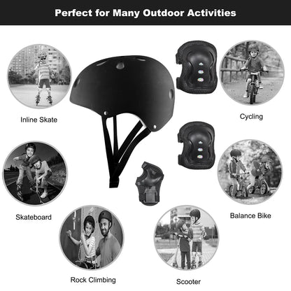 7PCS Kids Bike Helmet for Girls and Boys with Wrist Guard and Knee & Elbow Pads Adjustable Protective Gear for Toddler Skating