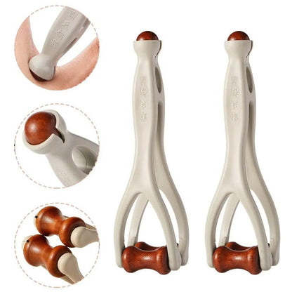 Solid Wood Finger Massage Roller with 360° Rollers Clip Design Finger Massager Acupressure Stick for Hand Meridian Relief