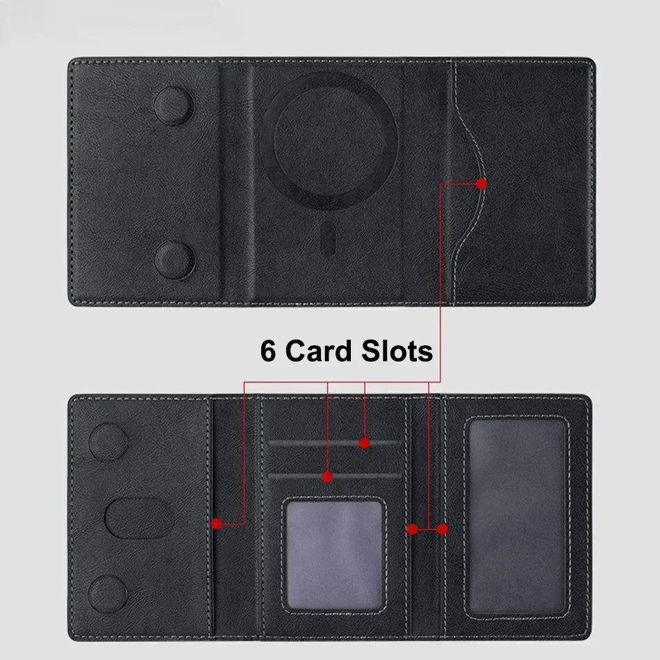 Magsafe PU Leather Card Holder for Men & Women - Stylish Magnetic Card Wallet for Phone 16/15/14/13/12 Pro Max Mini