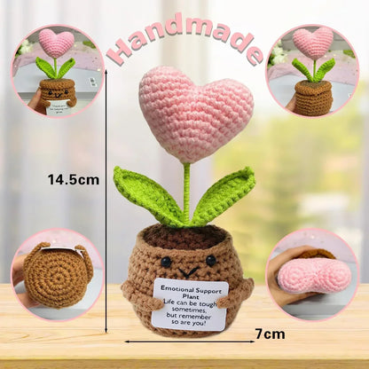 Positive Energy Crochet Doll Pocket Hug Handmade Knitted Plush Potato Plant Avocado Bee Turtle Duck Funny Emotional Support Gift - Urbizia