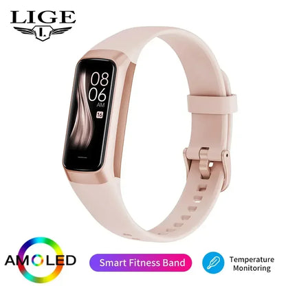 LIGE Amoled Smart Watch Men 2023 Smart Band Women Heart Rate Blood Smartwartch Waterproof Smart Bracelet Sport Fitness Tracker - Urbizia