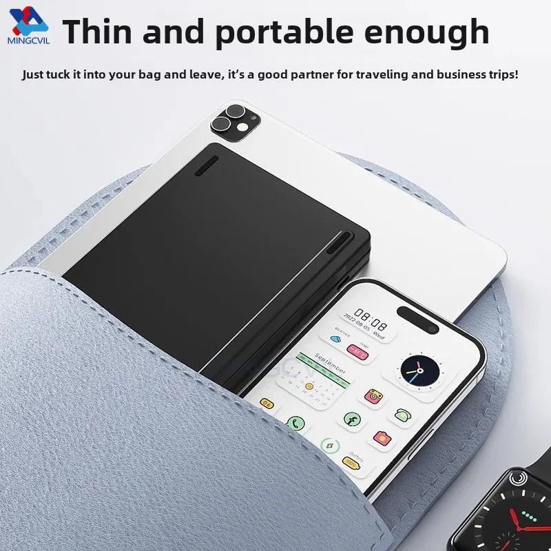 MINGCVIL Mini Foldable Wireless Keyboard Slim Portable Bluetooth Keyboard Rechargeable Folding Keyboard for IOS Windows Android
