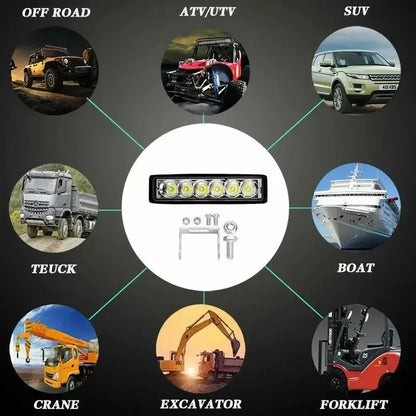 1/2PCS 12V Car LED Light Bar 18W 6000K Super Bright Car LED Work Light IP67 Waterproof Flood Spot Light White Off Road Head