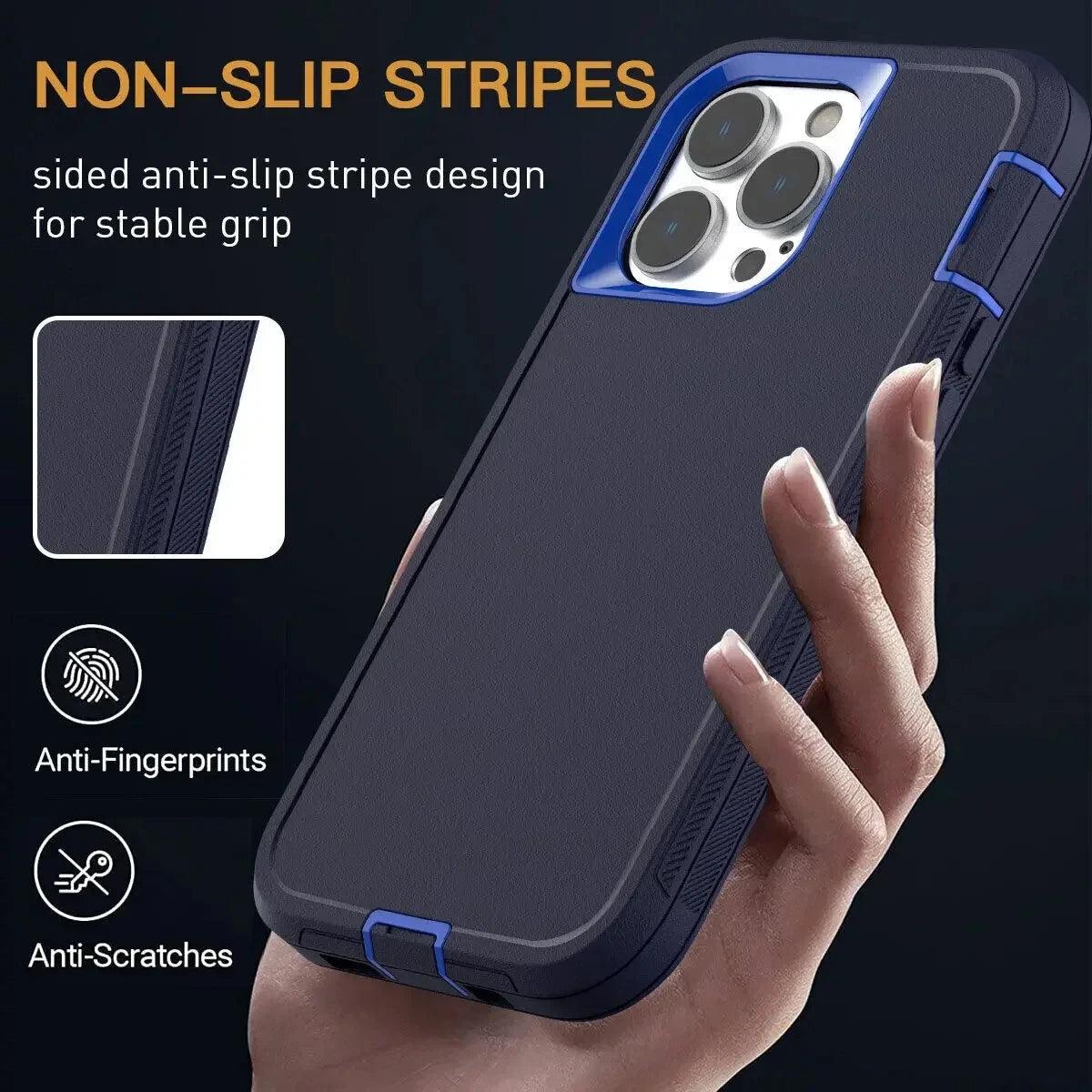 3-in-1 Heavy Duty Shockproof iPhone Case – iPhone 6 to 16 Pro Max