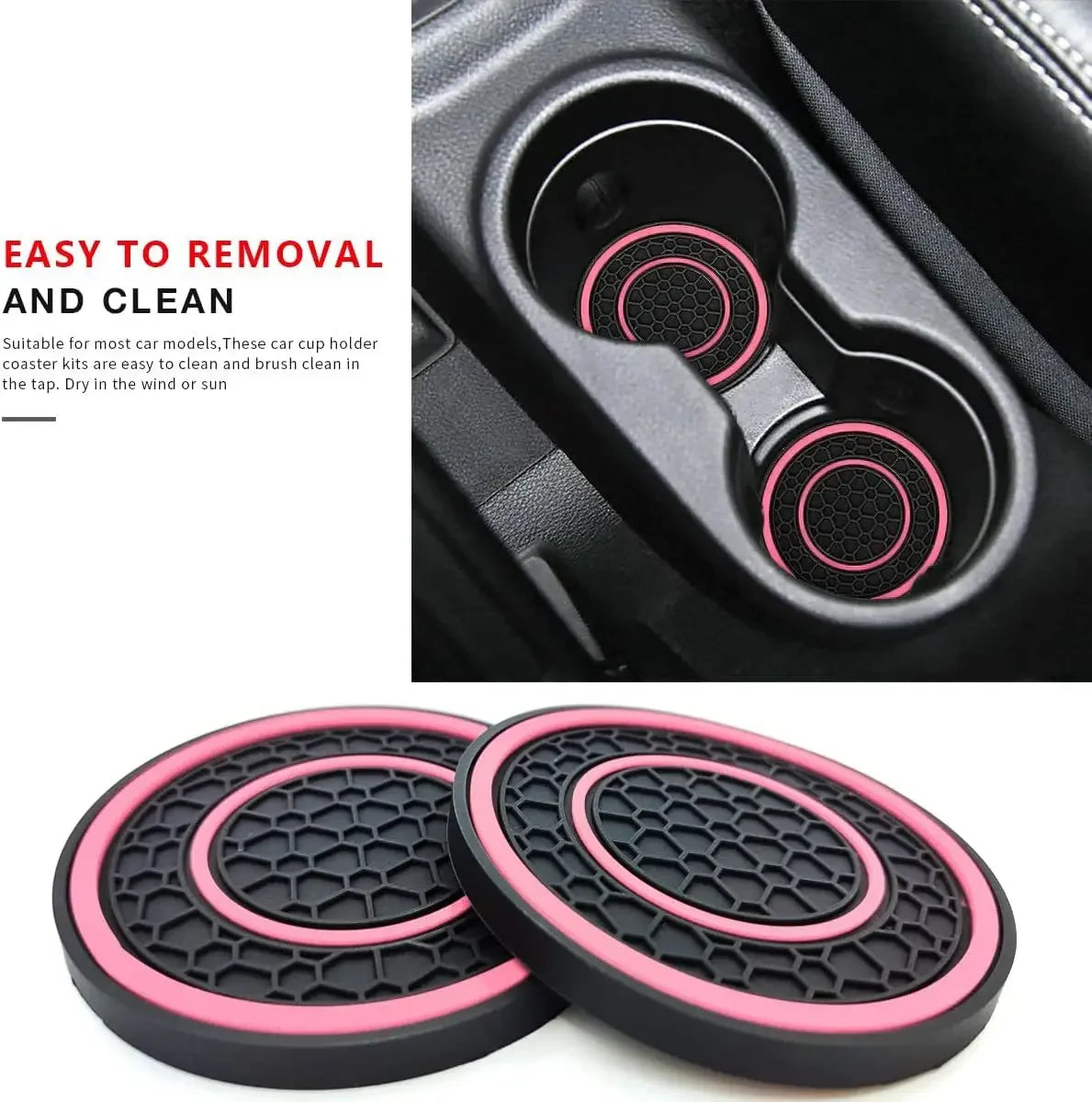 New 2-piece Anti Slip Mat, Car Coaster, Durable Car Cup Holder, Coaster, Universal, Dust-proof Protection for Car Interior
