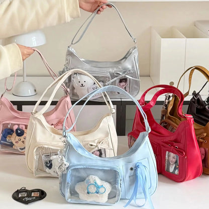 Y2k Harajuku Shoulder Bag Women Korean Transparent Ita Bag School Crossbody Bag Female Japanese Designer Preppy Handbag Purse
