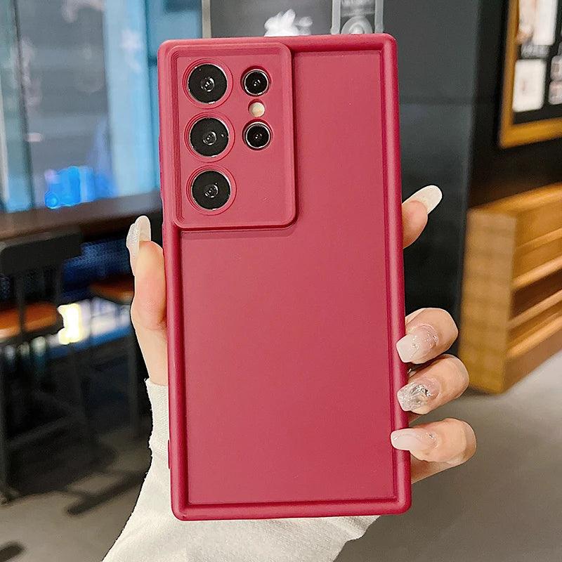 Solid Color Soft TPU Case For Samsung Galaxy S24 FE S26 S23 S24 S25 Ultra S25 Edge S22 Plus A55 A35 A15 5G Silicone Phone Cover