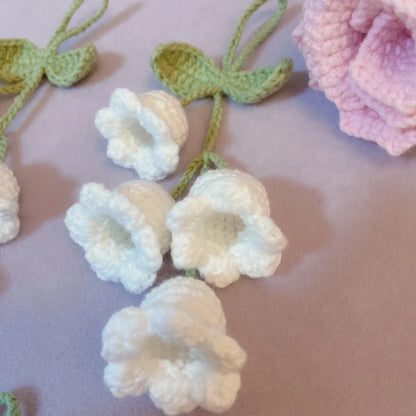 Lily Handmade Crochet Car Pendant Decoration  Bluebell Flower Rearview Mirror of The Car Hanging Keychain Accessories Woman Gift