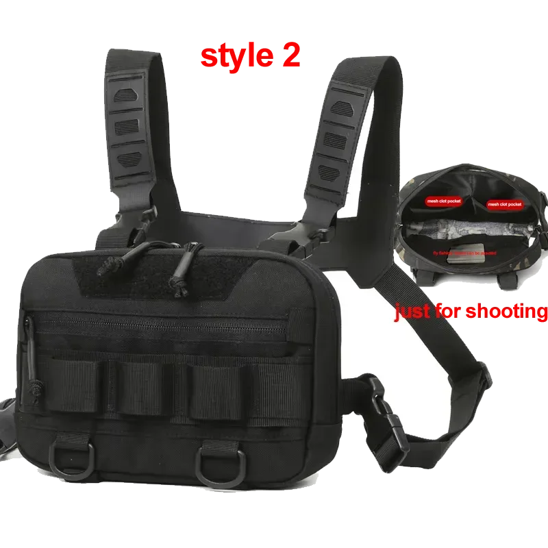 Men’s Camo Fishing Vest Chest Pack Outdoor Tackle Bag - Urbizia