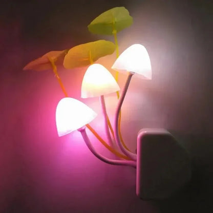 Novelty Mushroom Fungus Night Light EU & US Plug Light Sensor 220V 3 LED Colorful Mushroom Lamp Led Night Lights - Urbizia