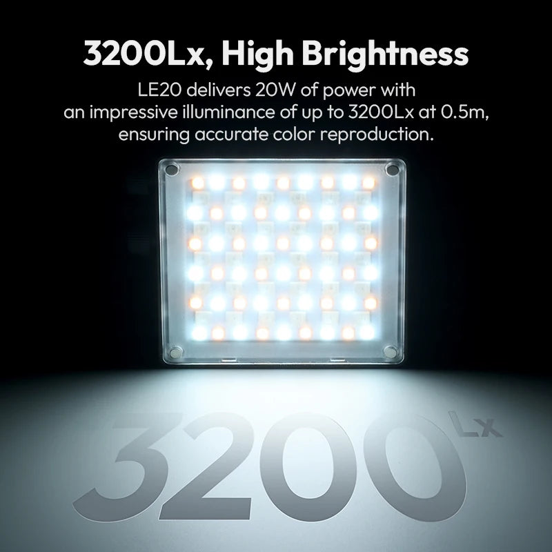 Ulanzi LE20 20W RGB Pocket Light Portable Video Light Fill Light for Camera Smartphone Photography Video Live with cooling Fan