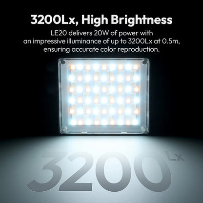 Ulanzi LE20 20W RGB Pocket Light Portable Video Light Fill Light for Camera Smartphone Photography Video Live with cooling Fan