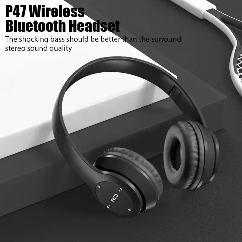 P47 Wireless bluetooth headphone With Mic Headsets Stereo Sound Earphones Sports Gaming Headphones Supports PC Smartphone - Urbizia