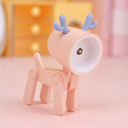 LED Night Light Mini Folding Desk Lamp Cute Pet Lights Dog Deer Portable Night Light Student Living Room Decor Gift - Urbizia