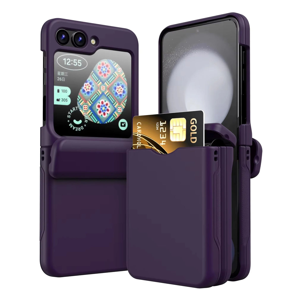 Flip Cover Card Insertion Phone Case For Samsung Galaxy Z Flip 8 Galaxy Z Flip 7 5 4 6 Shockproof Fall Prevention Phone Cover