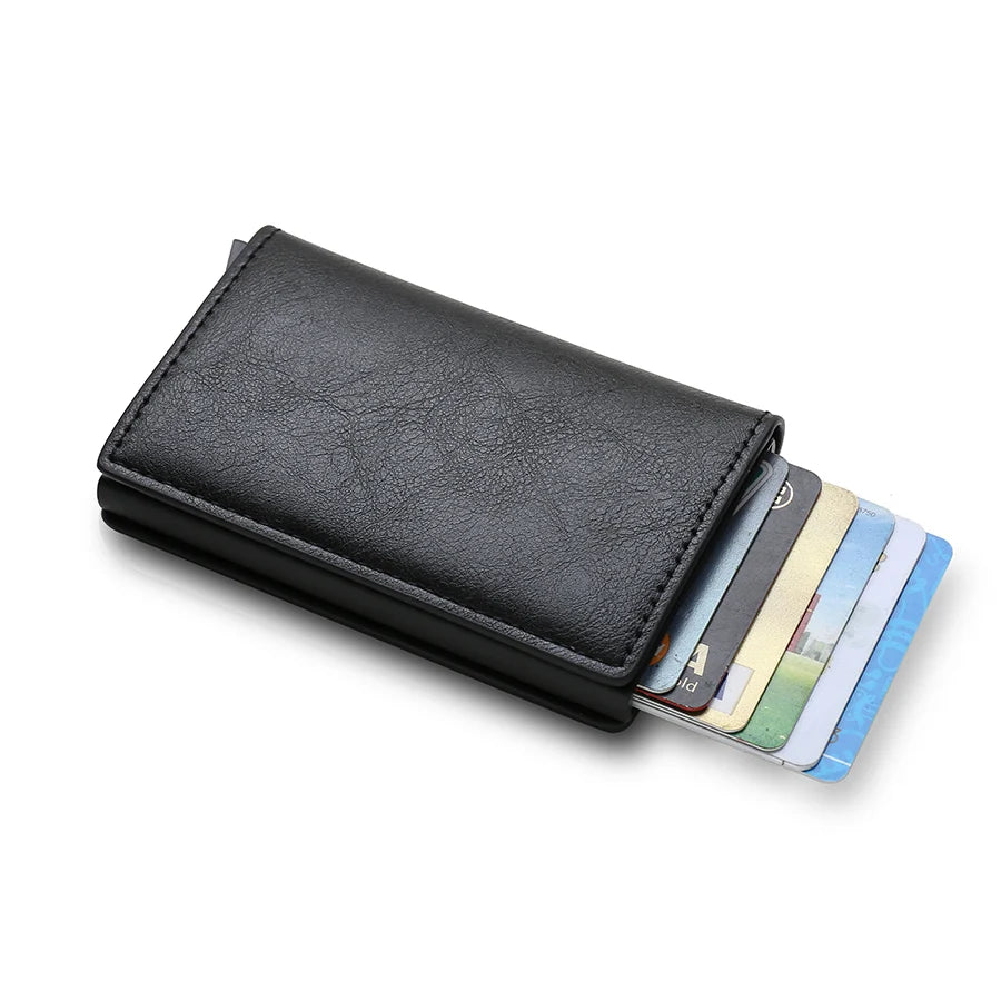 Carbon Fiber Credit Card Holder Wallets Men Brand Rfid Black Magic Trifold Leather Slim Mini Wallet Small Money Bag Male Purses