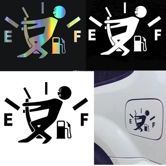 Fuel Tank Cap Sticker Waterproof Creativity Pull Fuel Tank Pointer Sticker Fuel Gage Empty Gas Decal Reflective Auto Exterior