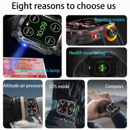 New Military GPS Smart Watch Men Flashlight Compass Waterproof 600mAh Battery Outdoor Sport Tracker Bluetooth Call Smartwatch - Urbizia