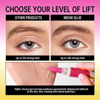 Brow Lamination Gel With Comb Super Lift Brow Glue Long Lasting Strong Hold Clear Gel For Defined Eyebrow Makeup