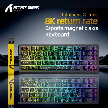 ATTACK SHARK X68HE Esports magnetic axis keyboard 8KHz return rate,total area 0.01mm,and 0.125ms rate class Ultra-low latency