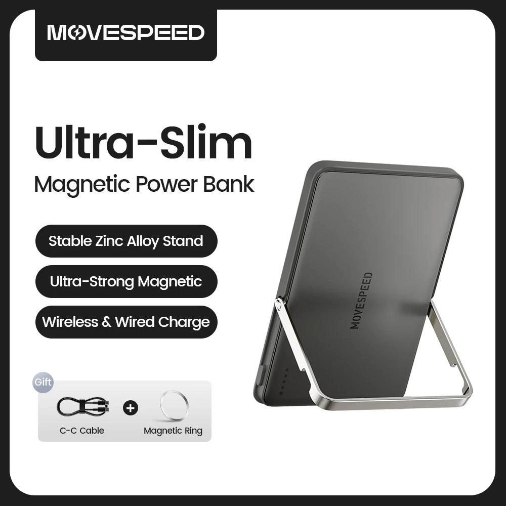 MOVESPEED S05Pro Magnetic Power Bank 5000mAh Wireless External Battery with Stand for MagSafe Powerbank for iPhone 16 15 Samsung