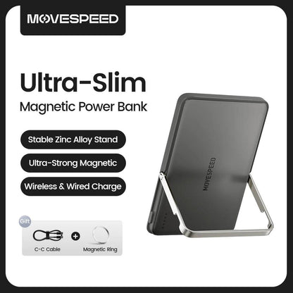 MOVESPEED S05Pro Magnetic Power Bank 5000mAh Wireless External Battery with Stand for MagSafe Powerbank for iPhone 16 15 Samsung