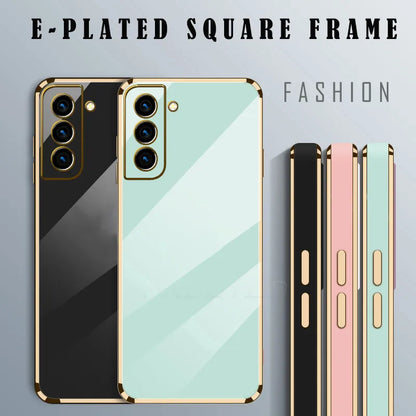 Luxury Bling Glossy Plated Full Cover Phone Case for Samsung Galaxy S26 S25 S24 S23 FE S22 Plus Ultra Soft Back Cover
