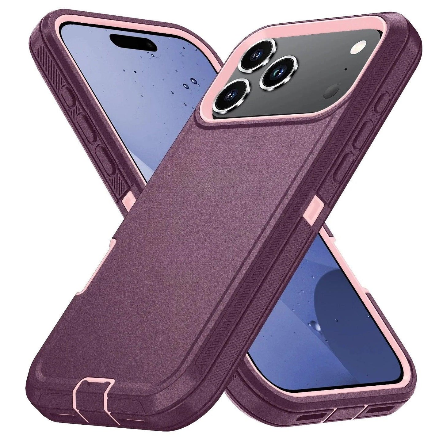 Shockproof Armor Defender Case for iPhone 11–17 with Stand – PC + TPU