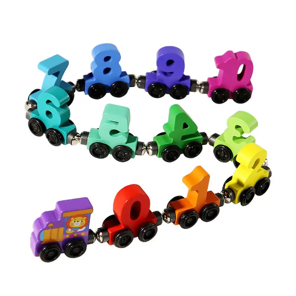Colorful Building Blocks Number Digital Magnetic Wooden Train Toys Educational Hand-eye Coordination Magnetic Digital Train
