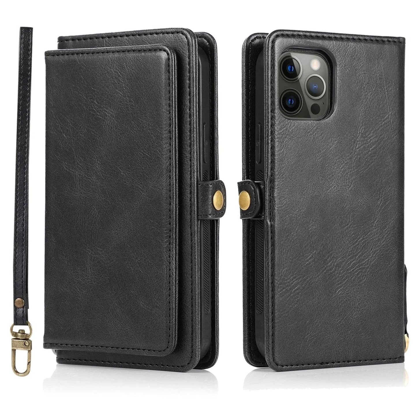 Flip Leather Wallet Case For iPhone 12 11 Pro Max Detachable Magnetic Leather Cover for iPhone 11 12 Pro Max X XR XS Max 8 7Plus