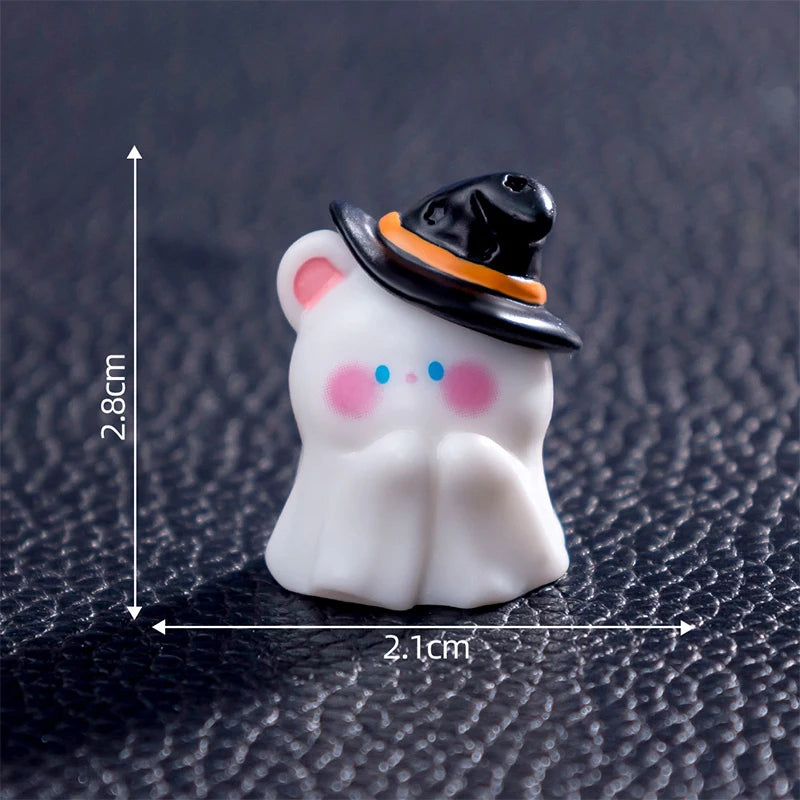 Miniature Halloween Resin Figurines – 3D Horror Raven, Tombstone, Ghost & Skull Ornaments
