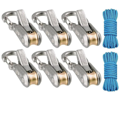 Rope Tying Tool And Tensioner with Roller Tensioner,  Heavy-Duty Retractable Buckle with Accessory Rope, Suitable for Camping