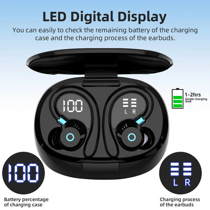 K09 Wireless Earphones Bluetooth Earbuds Dual Ear In-Ear Headphones with Digital Display Noise Reduction for Business And Sports