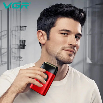 VGR Shaver Professional Beard Trimmer 9000 RPM Electric Razor Rechargeable Shaving Machine LED Lights Metal Shaver for Men V-378