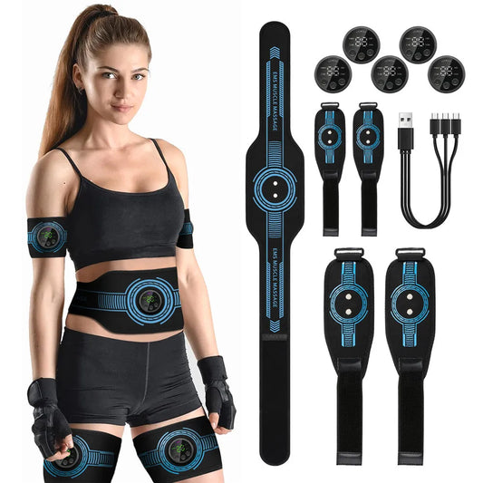 EMS Abdominal Fitness & Massage Belt – Intelligent USB Rechargeable